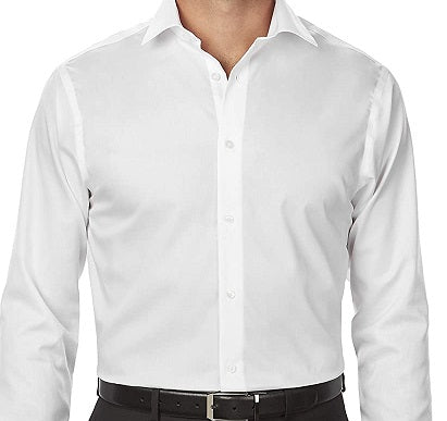 Calvin Klein Men's Classic/Regular-Fit Stretch Flex Collar Solid Dress Shirt White Size 34-35