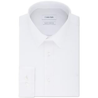 Calvin Klein Men's Classic/Regular-Fit Stretch Flex Collar Solid Dress Shirt White Size 34-35