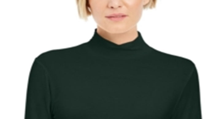 Style & Co Women's Mock Neck Top Green Size Petite S