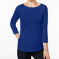 Charter Club Women's Pima Cotton Button Shoulder Top Blue Size Petite Small
