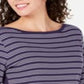 Karen Scott Women's Cotton Striped Vented Hem Top Purple Size Large