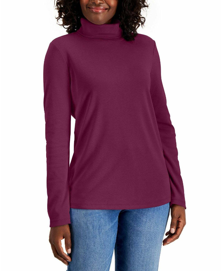 Karen Scott Women's Cotton Turtleneck Purple Size X-Large