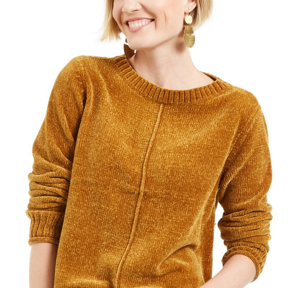 Style & Co Women's Chenille Pullover Sweater Yellow Size Petite Medium