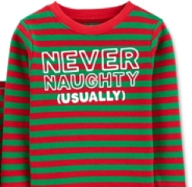 Carter's Boy's Baby 2 Pc Cotton Never Naughty Pajama Set Green Multi Size 12
