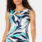 JM Collection Women's Twist Neck Sheath Dress Teal/Navy Size Petite L