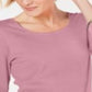 Karen Scott Women's Cotton Scoop Neck Top Pink Size Petite