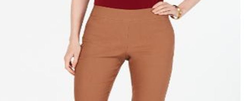 Charter Club Women's Cambridge Skinny Pull on Tummy Control Pants Copper Size 10