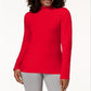 Karen Scott Women's Long Sleeve Mock Neck Cotton Top Red Size Petite XL