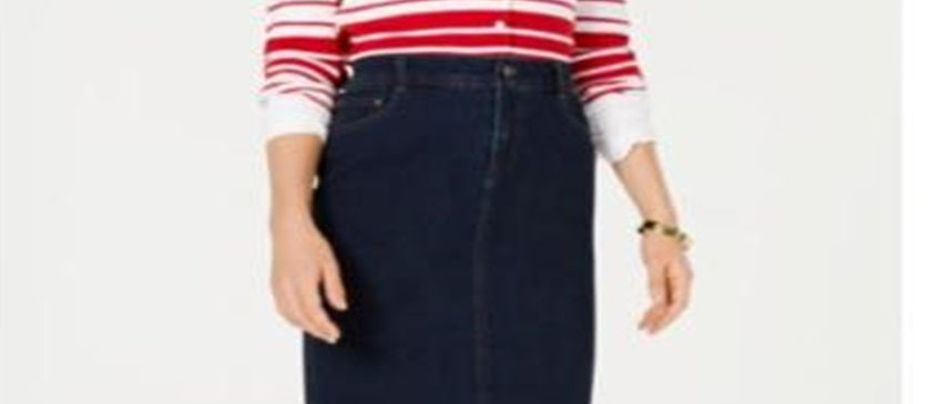 Charter Club Women's Denim Tummy Control Skirt Blue Size 12