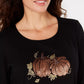 Karen Scott Women's Cotton Pumpkin-Graphic Top Black Size Large