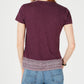 Lucky Brand Women's Cotton Border-Print Scoop-Neck T-Shirt Purple Size Small