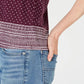 Lucky Brand Women's Cotton Border-Print Scoop-Neck T-Shirt Purple Size Small