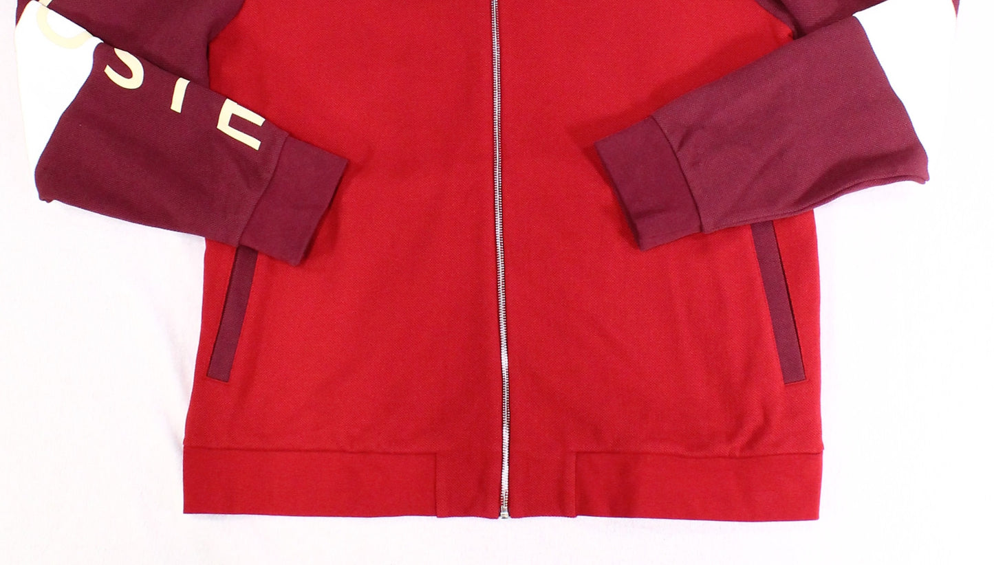 Lacoste Men's Textured Knit Colorblock Full Zip Sweater Red Size 6