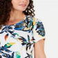 JM Collection Women's Printed Printed Top White Size Petite X-Large