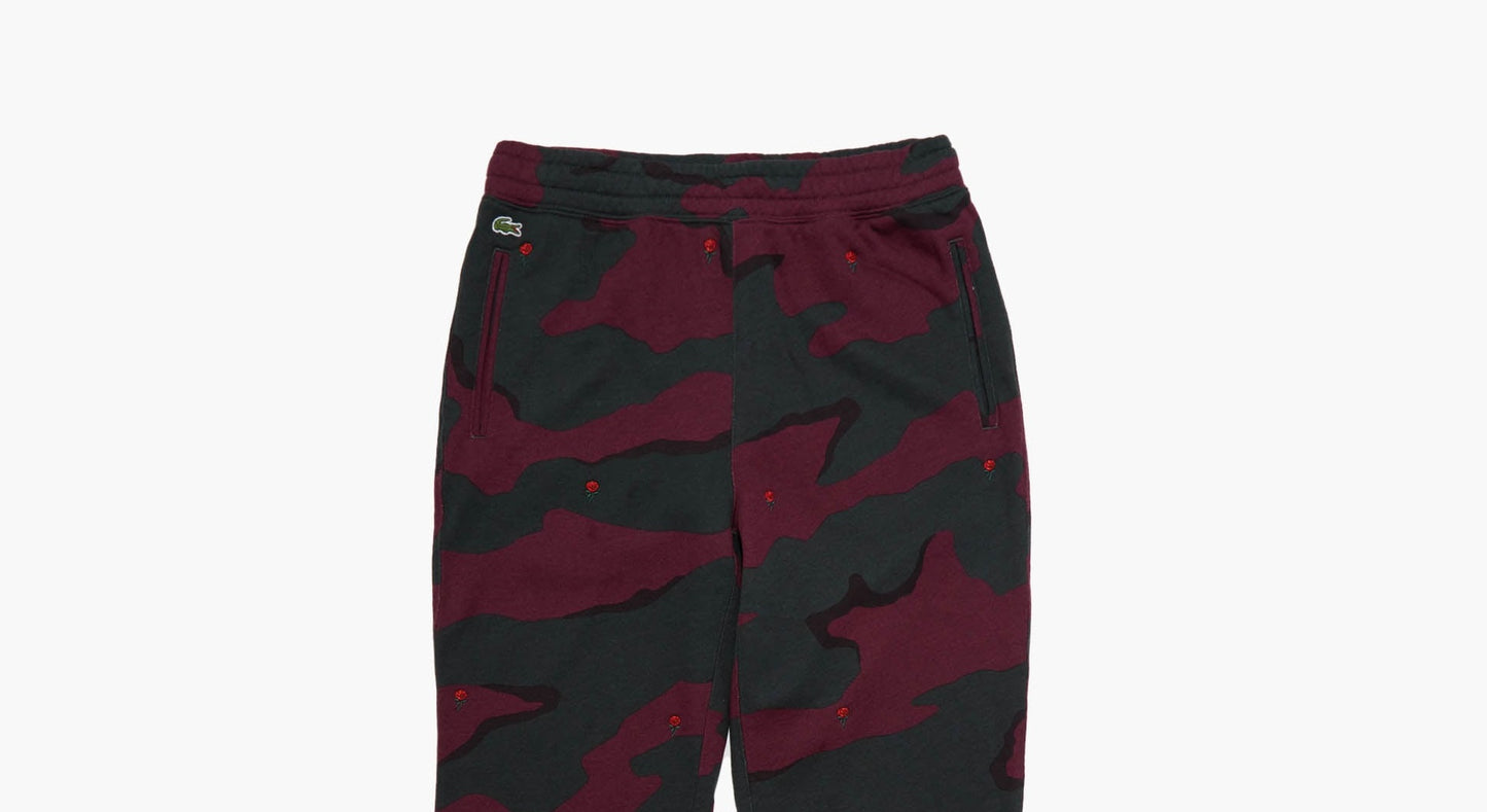 Lacoste Men's Live Rose Embroidered Camo Sweatpant Berry Jam-Black Size X-Large