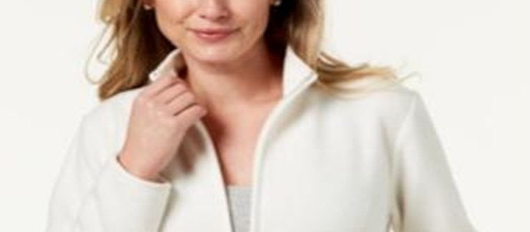 Karen Scott Women's Zeroproof Fleece Jacket Eggshell Size Petite L