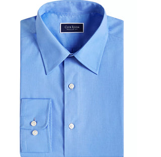Club Room Men's Classic Regular Fit Solid Dress Shirt  Blue Size 2 Extra Large 18 (36-37)