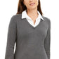 Karen Scott Women's Layered Look Cotton Top Charcoal Size Petite S