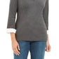 Karen Scott Women's Layered Look Cotton Top Charcoal Size Petite S