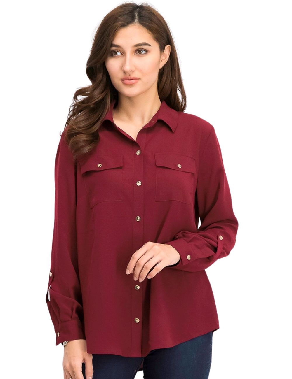 Charter Club Women's Two Pocket Shirt Red Size X-Large
