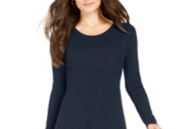Style & Co Women's Ribbed Sweater Dress Navy Size Petite S