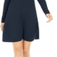Style & Co Women's Ribbed Sweater Dress Navy Size Petite S