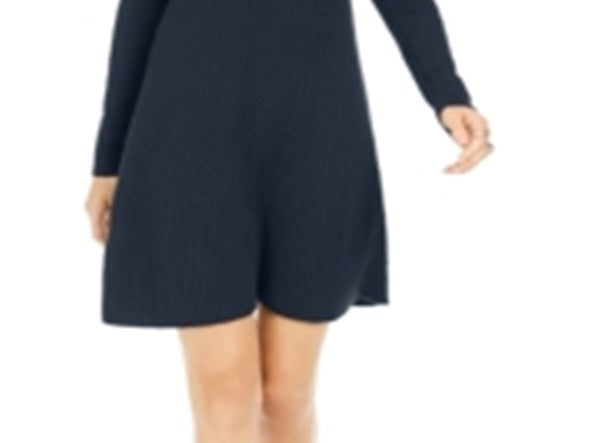 Style & Co Women's Ribbed Sweater Dress Navy Size Petite S