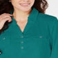 Karen Scott Women's Cotton Johnny Collar Utility Shirt Blue Size X-Large