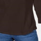 Karen Scott Women's Cotton Johnny Collar Utility Shirt Chocolate Size Small