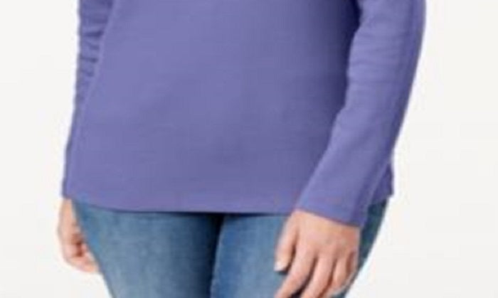 Karen Scott Women's Cotton Henley Top Purple Size Large
