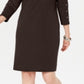 Karen Scott Women's Sport Cotton Studded 3/4 Sleeve Shift Dress Chocolate Size Small