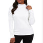Karen Scott Women's Long Sleeve Mock Neck Cotton Top White Size Petite S
