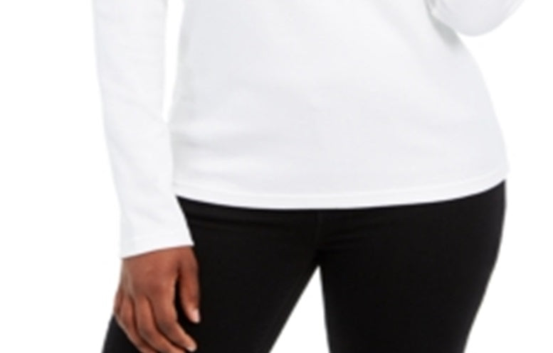 Karen Scott Women's Long Sleeve Mock Neck Cotton Top White Size Petite S