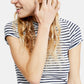 Free People Women's Striped Short Sleeve Crew Neck T-Shirt Blue Size X-Small