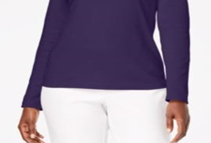 Karen Scott Women's Cotton Scoop Neck Top Purple Size Medium