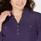 Karen Scott Women's Cotton Johnny Collar Utility Shirt -Purple Size Large