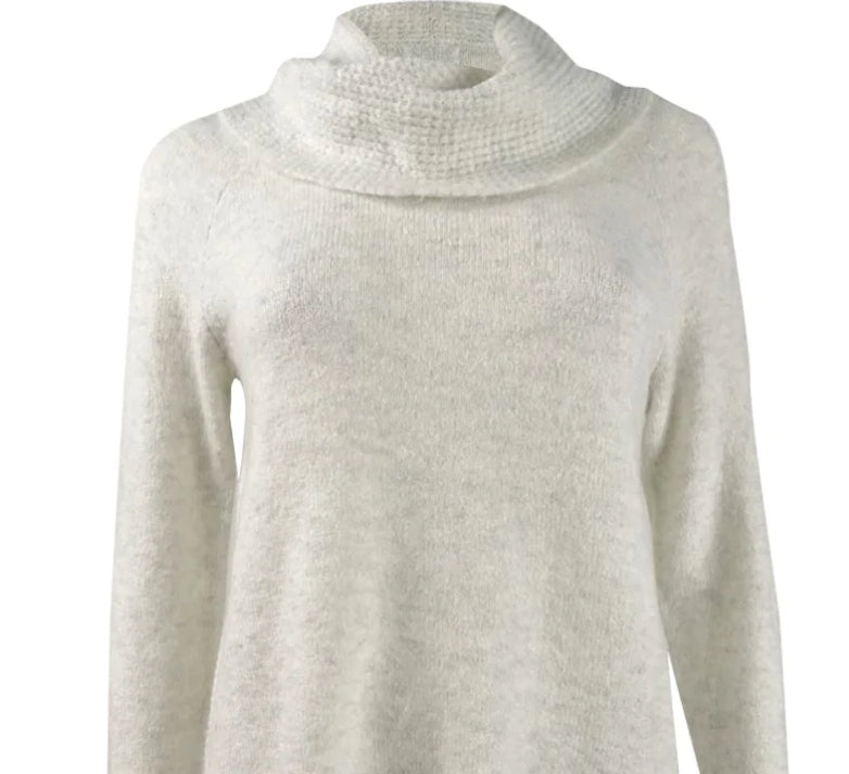 Style & Co Women's Cowlneck Sweater White Size Petite Large