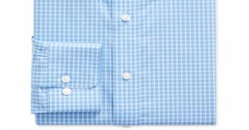 Ralph Lauren Men's Slim Fit No Iron Checked Blue Dress Shirt Blue Size 15X32-33