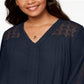 Style & Co Women's Plus Size Layered-Hem Top  Blue Size 2X