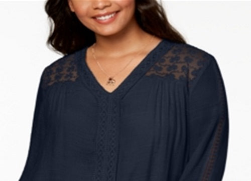 Style & Co Women's Plus Size Layered-Hem Top  Blue Size 2X