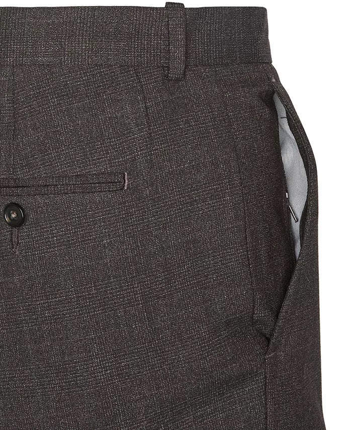 Perry Ellis Men's Portfolio Slim Fit Tonal Plaid Dress Pants Port Red Size 31X30
