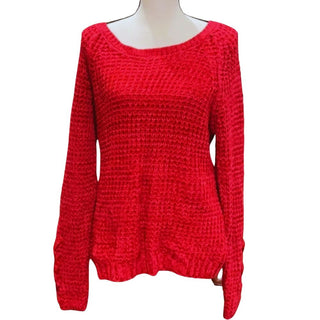 AMERICAN RAG Womens Red Cable Knit Cutout Long Sleeve Sweater Juniors Red Size S