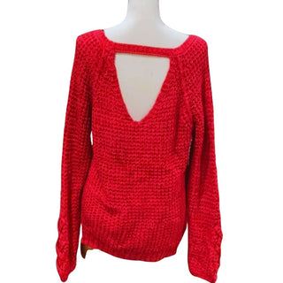 AMERICAN RAG Womens Red Cable Knit Cutout Long Sleeve Sweater Juniors Red Size S