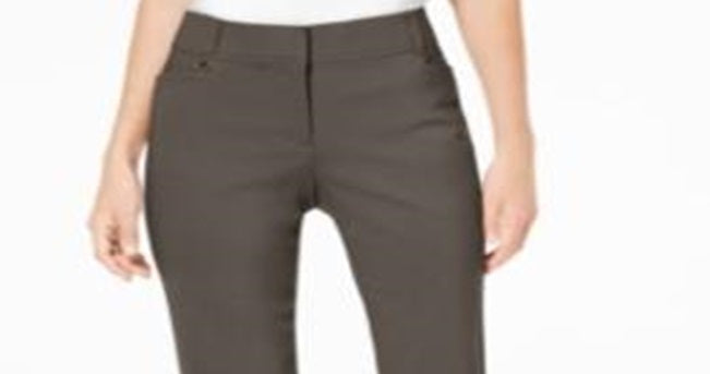 JM Collection Women's Regular and Short Length Curvy Fit Straight Leg Pants Green Size 6S