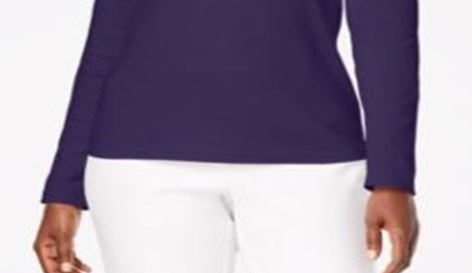 Karen Scott Women's Cotton Scoop Neck Top Purple Size X-Large