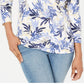 Karen Scott Women's Printed Henley Shirt Blue Size Petite