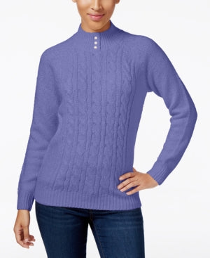 Karen Scott Women's Petite Cable-Knit Sweater Purple Size Petite XL