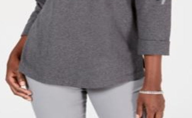 Karen Scott Women's Sport Floral Graphic Sweatshirt Gray Size M
