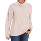 Charter Club Women's Embellished Textured Long Sleeve Cowl Neck Sweater Pink Size Petite Large