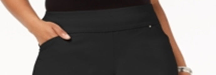 INC International Concepts Women's Plus Pull on Shorts Black Size 28W